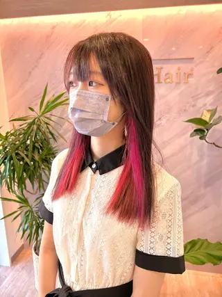 ミディアム ブリーチ毛に縮毛矯正 ✨カラー✨山田 正幸のヘアスタイル