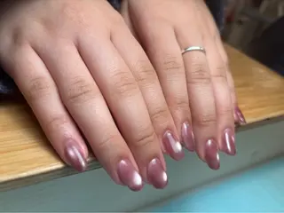 セミロング カラー ヘアアレンジ 自爪を傷つけない フィルイン3500円のネイルデザイン