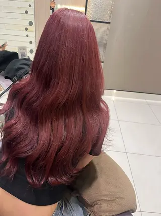 ロング カラー らいむ/レイヤー/ /イヤリングカラーのヘアスタイル