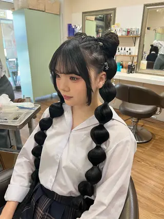 ロング CREA能見台所属・朝が楽になる艶髪縮毛 ✨中稲明梨のヘアスタイル