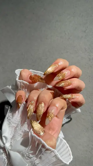 ネイル I-nailロング /ワンホン/キラキラのネイルデザイン