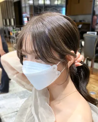 セミロング カラー 顔まわりカット🌟 くびれヘア/寺門遥輝のヘアスタイル