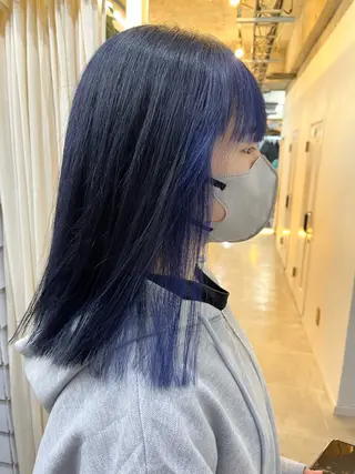 セミロング カラー ブリーチ有無Wカラー メンズパーマ大成のヘアスタイル