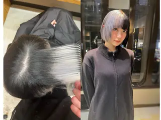 セミロング 💖艶ハイトーン髪質 改善💖ケンシンのヘアスタイル
