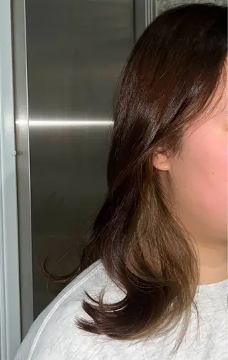 セミロング カラー 顔周りカット／透明感 カラー／Kurumeのヘアスタイル