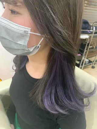 セミロング カラー ✨🎨ブリーチなし 透明感カラー✨美友のヘアスタイル