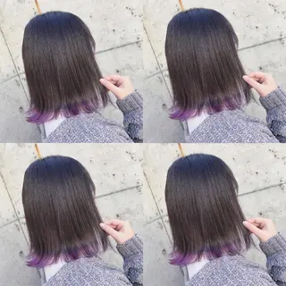 ミディアム カラー ヘアアレンジ TAKUMAブリーチ /切りっぱなし🪽のヘアスタイル