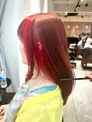 セミロング カラー ヘアアレンジ 🌈インナーカラー ‘ショウマ’🌈のヘアスタイル