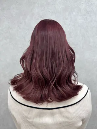 セミロング カラー 🍎暖色カラーで大人 可愛く🍒齋藤すみれのヘアスタイル
