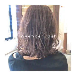 ミディアム カラー パーマ ヘアアレンジ ゆさこのか ダブルカラー／縮毛のヘアスタイル