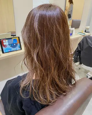 ロング カラー 酸性ストレート/ブリ ーチなしWカラー河本のヘアスタイル