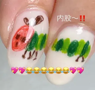 ネイル tsumeya ゆるかわ手描きネイルのネイルデザイン