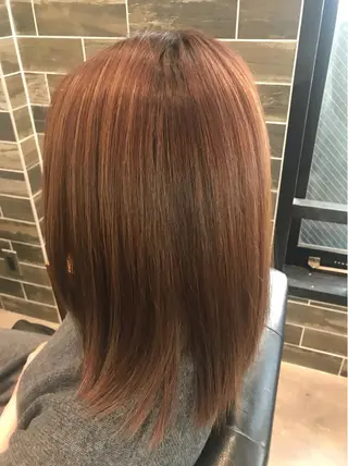 ミディアム カラー ブリーチなし透明感 タケザワミキのヘアスタイル