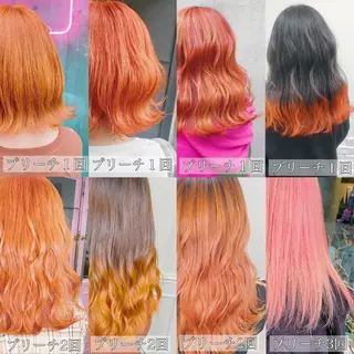 ロング カラー メンズ JuNブリーチに 縮毛矯正するプロのヘアスタイル