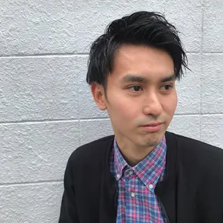 ショート カラー パーマ メンズ ニュアンスパーマ/ レイヤー/茶屋町のヘアスタイル
