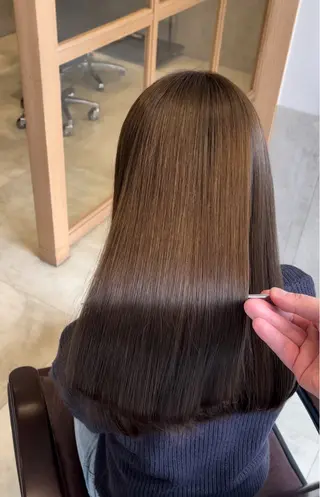 ロング カラー 縮毛矯正クロスパーマ 益子達也のヘアスタイル
