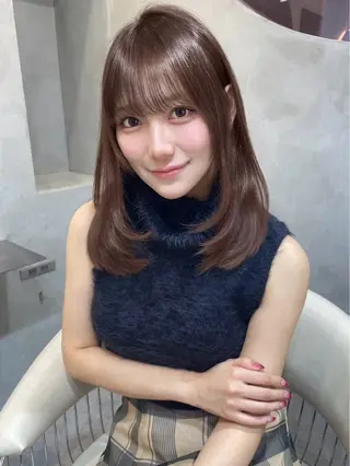 ミディアム カラー 髪質改善/はるみ🌙 韓国レイヤーのヘアスタイル