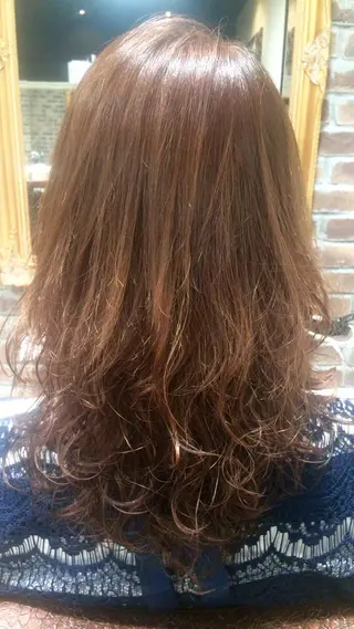 セミロング カラー パーマ ヘアアレンジ レイヤー×ヘッドスパ ＊保田遥＊のヘアスタイル