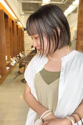 ミディアム カラー クロスパーマ× 透明感カラー✂︎のヘアスタイル