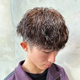 パーマ メンズ 曲がる縮毛矯正/メン ズカット髪質改善のヘアスタイル