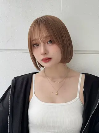 ショート カラー ボブ/地毛風縮毛矯正 茉青🤍新宿代々木のヘアスタイル