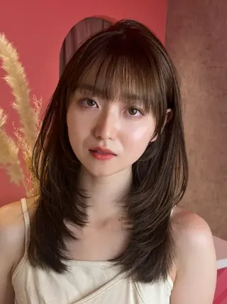 ロング カラー 山崎/ボブ縮毛矯正 レイヤー髪質改善のヘアスタイル