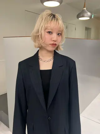 ショート 顔まわりカット/透け カラー/Memi🎀のヘアスタイル