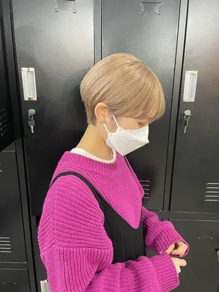 ショート カラー パーマ ヘアアレンジ メンズ キッズ ネイル マツエク・マツパ アイブロウ エビスザキレン／メン ズ／心斎橋🌳のヘアスタイル