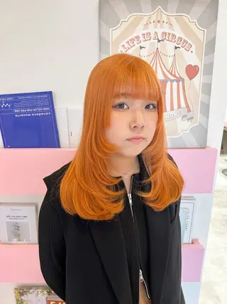 セミロング カラー 🎀ダブルカラー/ ピンク×ガーリー🎀のヘアスタイル