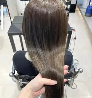 セミロング カラー パーマ ヘアアレンジ 透明感/オリーブ/ グレージュ/YUKAのヘアスタイル