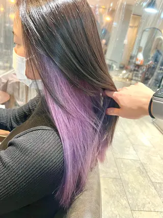 セミロング カラー ヘアアレンジ 🌈インナーカラー ‘ショウマ’🌈のヘアスタイル