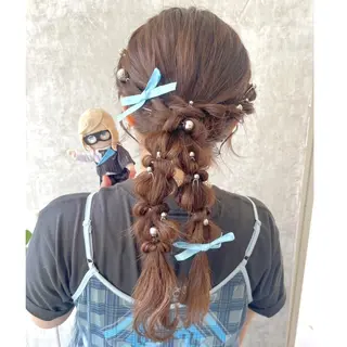 ロング ヘアアレンジ ヘアメ🎀推しカラー 🥣横浜/しほ🧸のヘアスタイル
