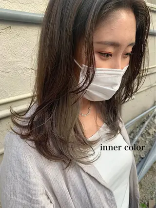 セミロング カラー 透明感カラー👑 井上美乃里のヘアスタイル