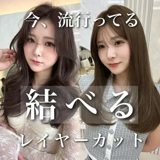 セミロング カラー 似合わせレイヤー/ 透明感カラーのヘアスタイル