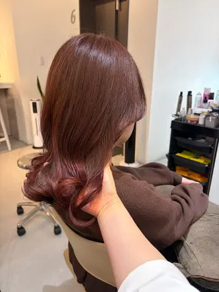 ミディアム ✨色持ちの良い艶 カラー✨蟹江真世のヘアスタイル