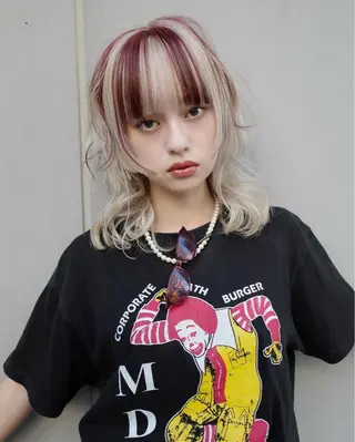 ミディアム カラー ブリーチ😼 ボブ✍️レイヤーのヘアスタイル