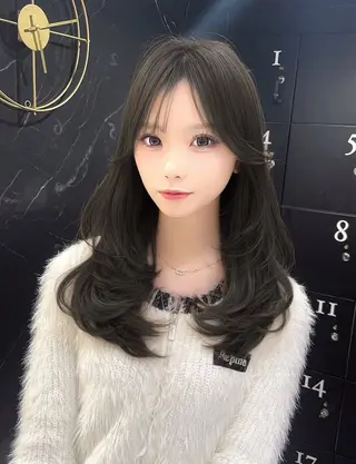 ロング カラー レイヤー/髪質改善 縮毛/ハッシュカットのヘアスタイル