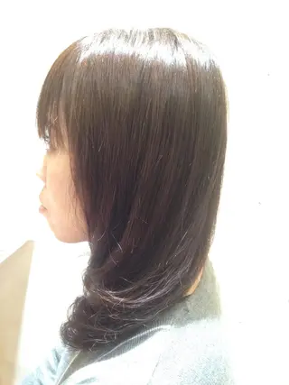 セミロング カラー パーマ 傷んだ髪をサラサラに 曲がる縮毛矯正◎高岡のヘアスタイル