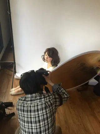 ミディアム カラー パーマ 吉河 克則のヘアスタイル