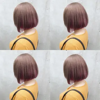ショート カラー ヘアアレンジ TAKUMAブリーチ /切りっぱなし🪽のヘアスタイル