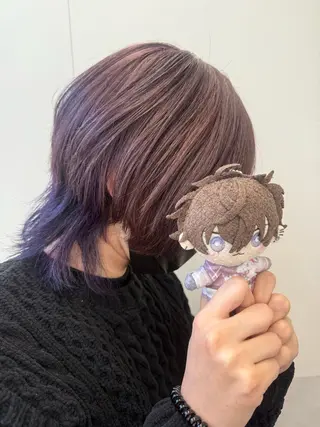 セミロング カラー インナーカラー 推し ブリーチ  髪質改善のヘアスタイル