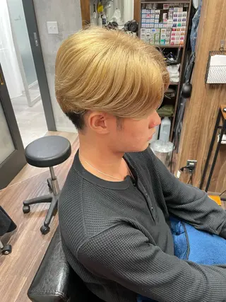カラー メンズ Lull1人美容室 バレイヤージュのヘアスタイル