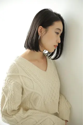 ミディアム SUZUNO🤎ボブ レイヤー🫧顔周りのヘアスタイル