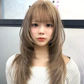 ロング カラー レイヤー 髪質改善 ハッシュカット/新宿のヘアスタイル