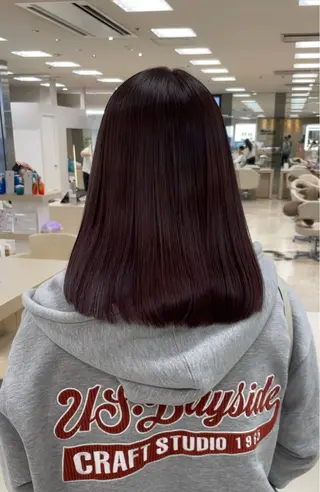 ロング カラー シャドウパーマ／骨格 矯正カット　トモキのヘアスタイル