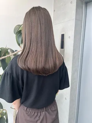 セミロング カラー パーマ ヘアアレンジ 透明感/オリーブ/ グレージュ/YUKAのヘアスタイル