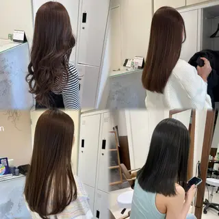 ロング カラー 垢抜け小顔レイヤー オリーブ/スミレのヘアスタイル
