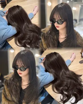 セミロング カラー 韓国風ハッシュカット 似合わせレイヤー池袋のヘアスタイル