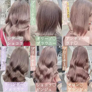 ミディアム カラー ヘアアレンジ TAKUMAブリーチ /切りっぱなし🪽のヘアスタイル