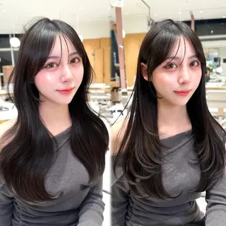 セミロング カラー 🇰🇷韓国風くびれ ヘア🇰🇷中村優大のヘアスタイル